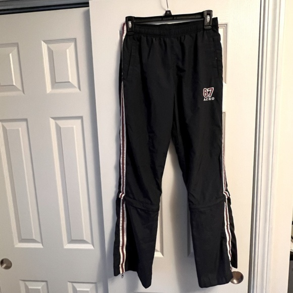Vintage Aeropostale Nylon Zip Off Pants Mens Small Blue with Stripes‎